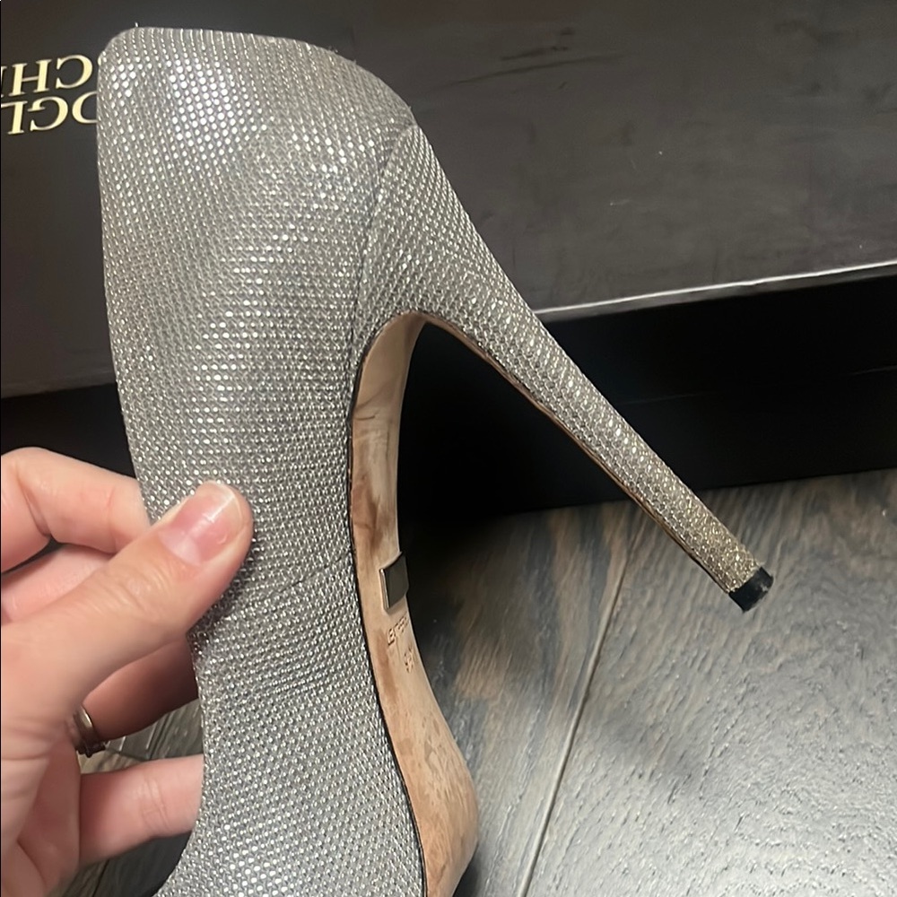 Badgley Mischka Women's Silver Peep-Toe Heels - DRAMA - Picture 8 of 10